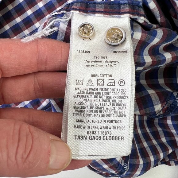 Ted Baker Blue & White Gingham Plaid Dress Shirt - Picture 5 of 13